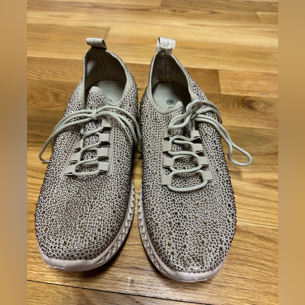 Gold women’s sneakers shoes size 10
